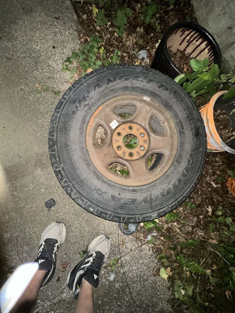 Goodyear Wrangler P265/70R16 Tire mounted on 6-Lug Steel Wheel